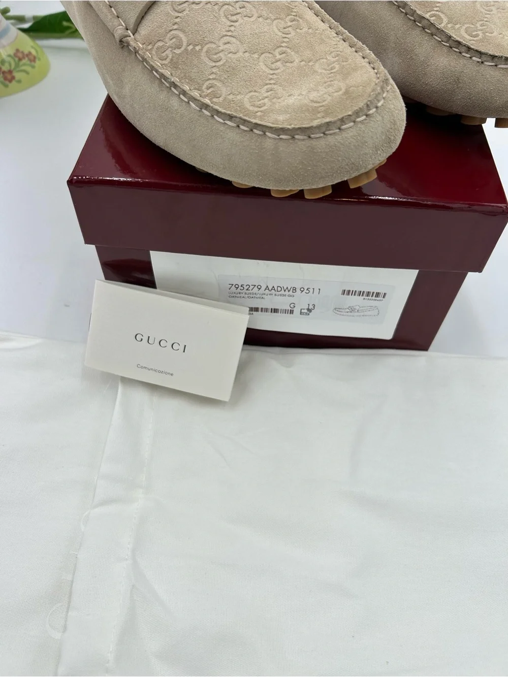 Men's Gucci GG logo suede driver loafers size 13 fits 13.5 US made in Italy - Picture 3 of 11